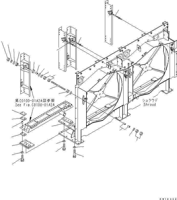 Схема запчастей Komatsu PC1800-6-M1 - ОХЛАЖД-Е (РАДИАТОР И МАСЛООХЛАДИТЕЛЬ КРЕПЛЕНИЕ)(№-) СИСТЕМА ОХЛАЖДЕНИЯ