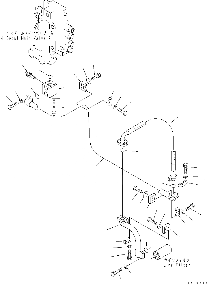 Схема запчастей Komatsu PC1800-6-M1 - ЛИНИЯ ПОДАЧИS (ФИЛЬТР. - 4-Х СЕКЦИОНН. КЛАПАН¤ ПРАВ.)(№-) ГИДРАВЛИКА