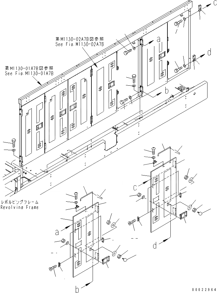 Схема запчастей Komatsu PC1800-6-M1 - ЛЕВ. КРЫШКА(КРЫШКАВ СБОРЕ)(№-) ЧАСТИ КОРПУСА