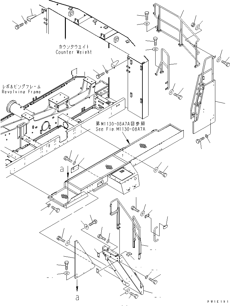 Схема запчастей Komatsu PC1800-6-M1 - ЛЕВ. КРЫШКА(БОКОВ. СТУПЕНЬКА С ЛЕСТНИЦА)(№-) ЧАСТИ КОРПУСА
