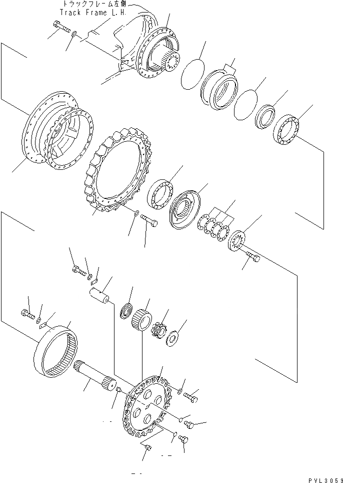 Схема запчастей Komatsu PC1800-6-M1 - КОНЕЧНАЯ ПЕРЕДАЧА (КОРПУС¤ ЗВЕЗДОЧКА И 2. НЕСУЩИЙ ЭЛЕМЕНТ) НИЖНЯЯ ГИДРОЛИНИЯ И ЛИНИЯ ХОДА