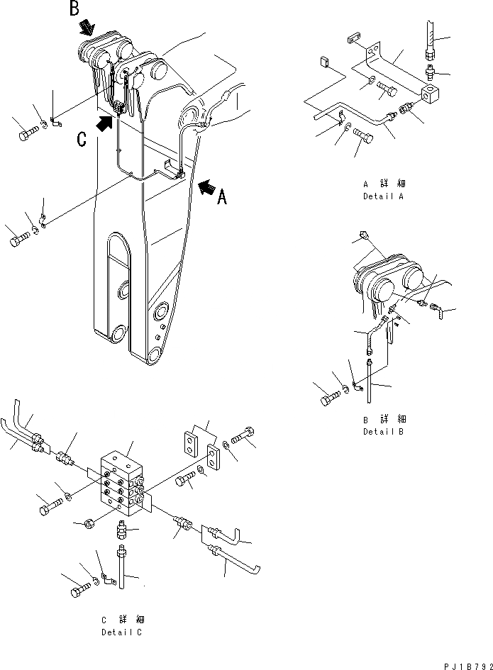 Схема запчастей Komatsu PC1800-6-M1 - РУКОЯТЬ (.9M) (ЛИНИЯ СМАЗКИ) (ЭКСКАВАТ.)(№-) РАБОЧЕЕ ОБОРУДОВАНИЕ