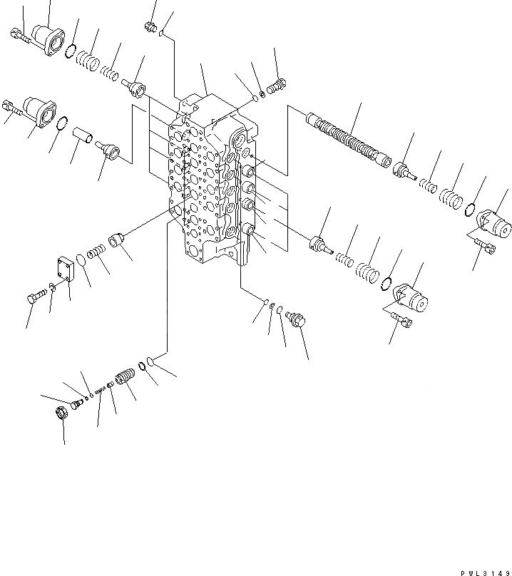 Схема запчастей Komatsu PC1800-6-M1 - ОСНОВН. КЛАПАН (5-СЕКЦИОНН.) (/) ОСНОВН. КОМПОНЕНТЫ И РЕМКОМПЛЕКТЫ