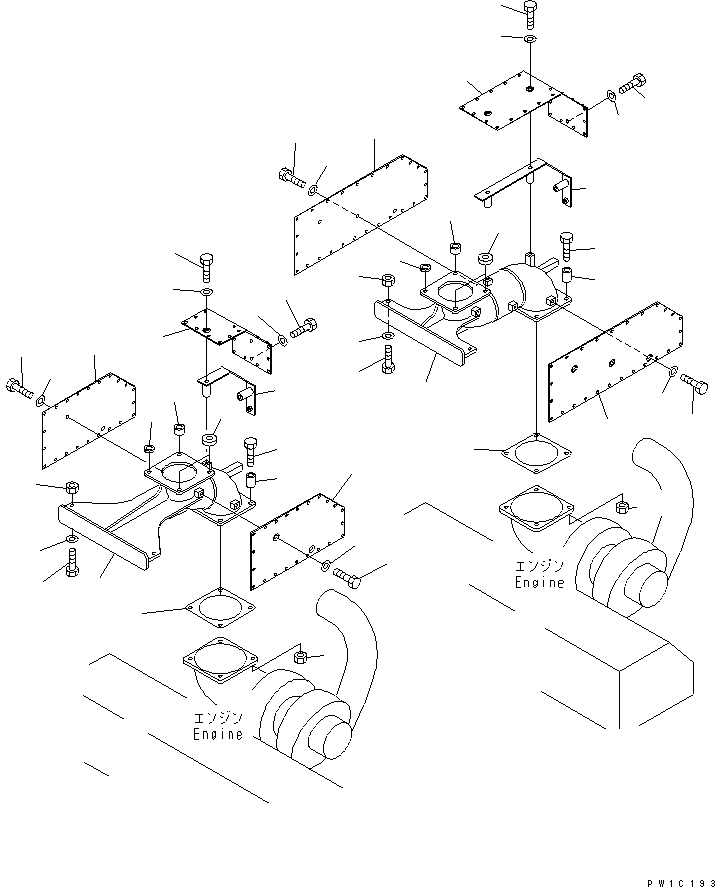 Схема запчастей Komatsu PC1800-6 - INTAKE И ВЫПУСКН. (ВЫПУСКН.)(№-) КОМПОНЕНТЫ ДВИГАТЕЛЯ