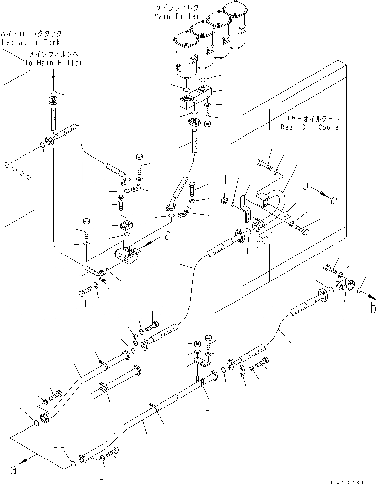 Схема запчастей Komatsu PC1800-6 - ЛИНИИ МАСЛООХЛАДИТЕЛЯ (ЗАДН.)(№-) ГИДРАВЛИКА