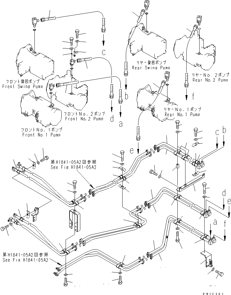 Схема запчастей Komatsu PC1800-6 - ВОЗВРАТ. ТРУБЫ (БЛОК - ФИЛЬТР.) (/)(№-) ГИДРАВЛИКА