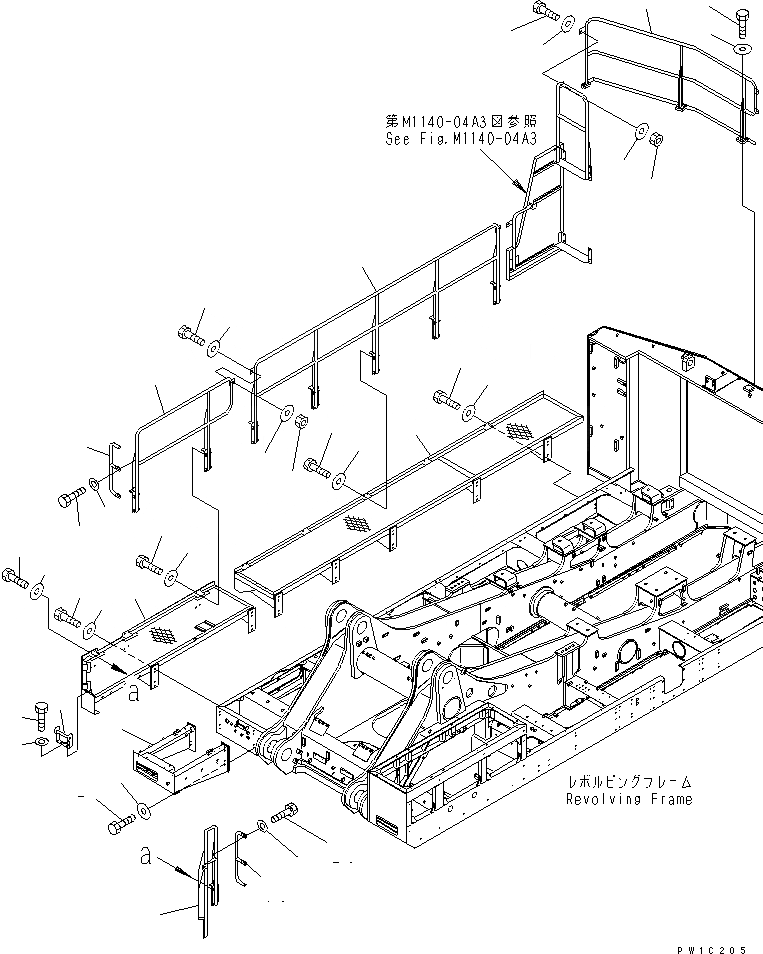 Схема запчастей Komatsu PC1800-6 - ПРАВ. КРЫШКА(БОКОВ. СТУПЕНЬКА) (ПЕРЕДН.)(№-) ЧАСТИ КОРПУСА