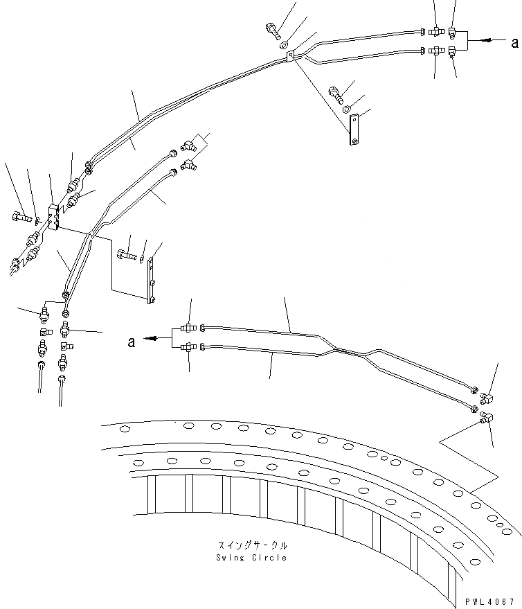 Схема запчастей Komatsu PC1800-6 - АВТОМАТИЧ. СМАЗ. ТРУБЫ (ПОВОРОТН. КРУГ СМАЗКА¤ ПРАВ.)(№-) ВОЗД. СИСТЕМА