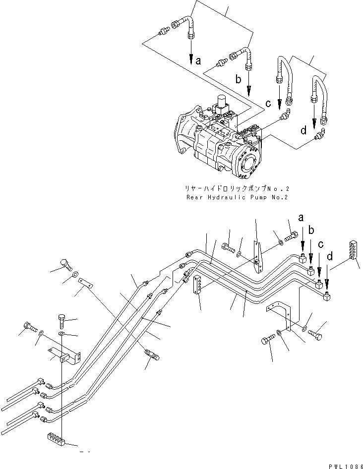 Схема запчастей Komatsu PC1800-6 - OLSS ТРУБЫ (/)(№-) ГИДРАВЛИКА