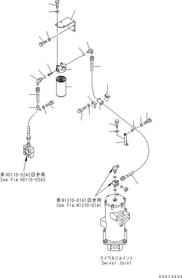 Схема запчастей Komatsu PC1800-6 - ПОВОРОТН. МЕХАНИЧ. ТОРМОЗНАЯ ГИДРОЛИНИЯ (/)(№-) ГИДРАВЛИКА