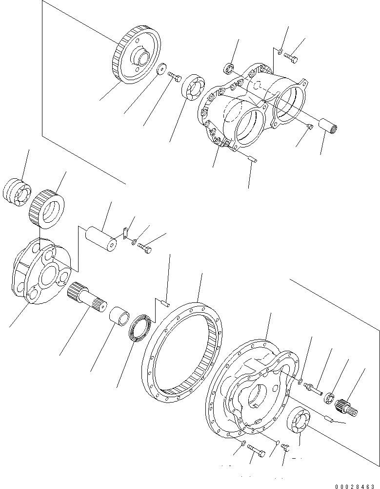 Схема запчастей Komatsu PC1800-6 - КОНЕЧНАЯ ПЕРЕДАЧА (1. НЕСУЩИЙ ЭЛЕМЕНТ) (ПРАВ.)(№-) НИЖНЯЯ ГИДРОЛИНИЯ И ЛИНИЯ ХОДА