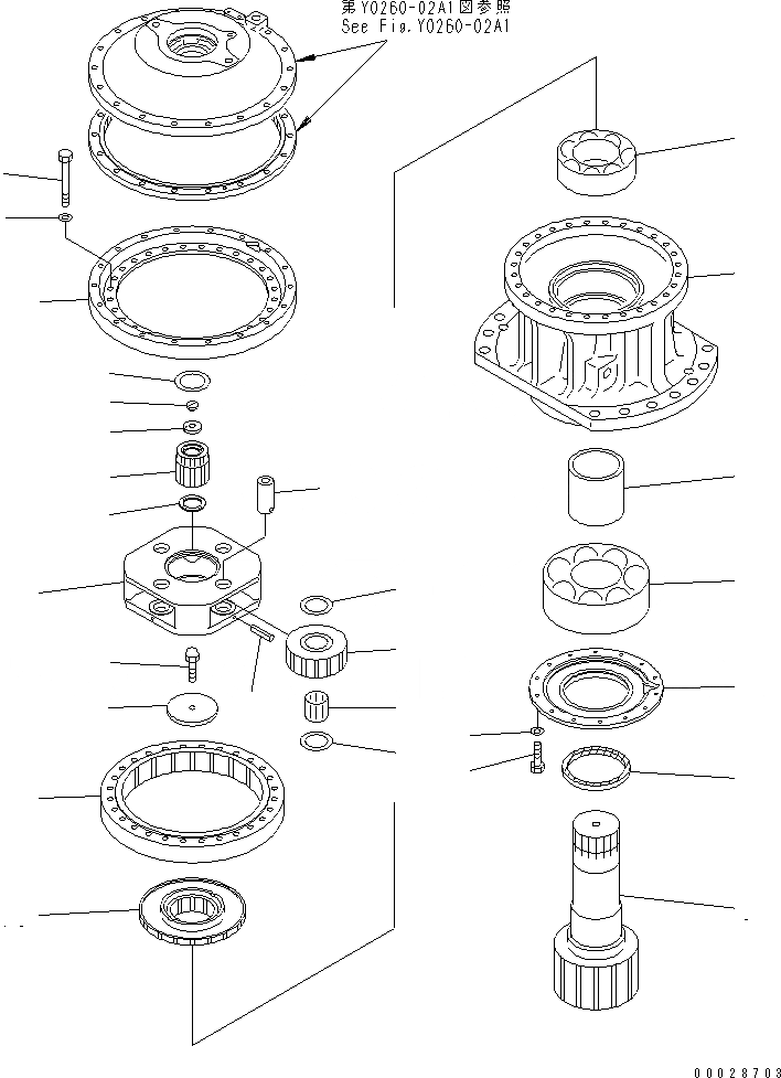 Схема запчастей Komatsu PC1800-6 - МЕХАНИЗМ ПОВОРОТА В СБОРЕ (2 НЕСУЩИЙ ЭЛЕМЕНТ И ШЕСТЕРНЯ)(№-) ОСНОВН. КОМПОНЕНТЫ И РЕМКОМПЛЕКТЫ
