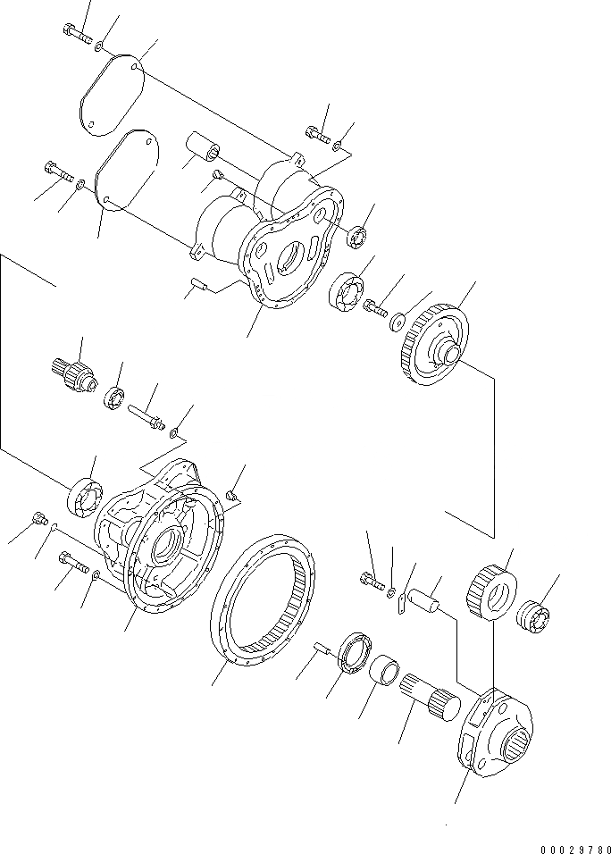 Схема запчастей Komatsu PC1800-6 - КОНЕЧНАЯ ПЕРЕДАЧА (1. НЕСУЩИЙ ЭЛЕМЕНТ) (ЛЕВ.) (ПОСТАВЛЯЕТСЯ ОТДЕЛЬНО)(№-) ОСНОВН. КОМПОНЕНТЫ И РЕМКОМПЛЕКТЫ