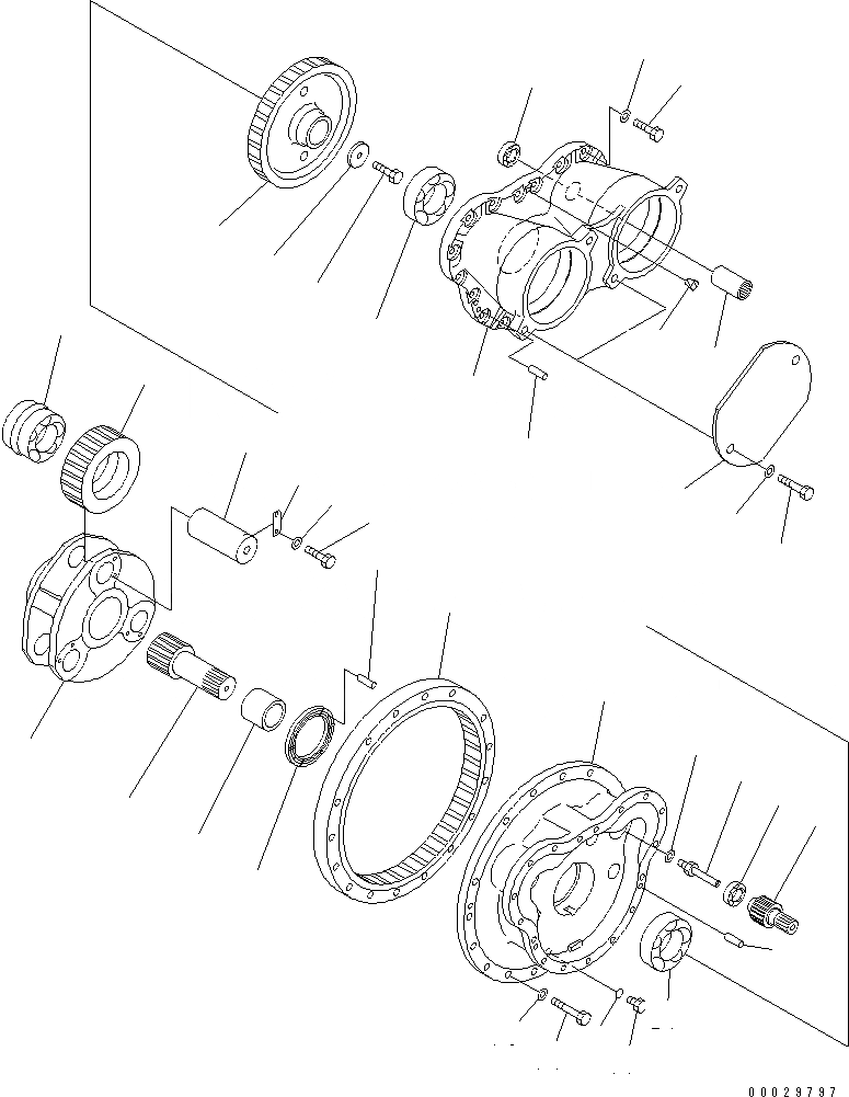 Схема запчастей Komatsu PC1800-6 - КОНЕЧНАЯ ПЕРЕДАЧА (1. НЕСУЩИЙ ЭЛЕМЕНТ) (ПРАВ.) (ПОСТАВЛЯЕТСЯ ОТДЕЛЬНО)(№-) ОСНОВН. КОМПОНЕНТЫ И РЕМКОМПЛЕКТЫ
