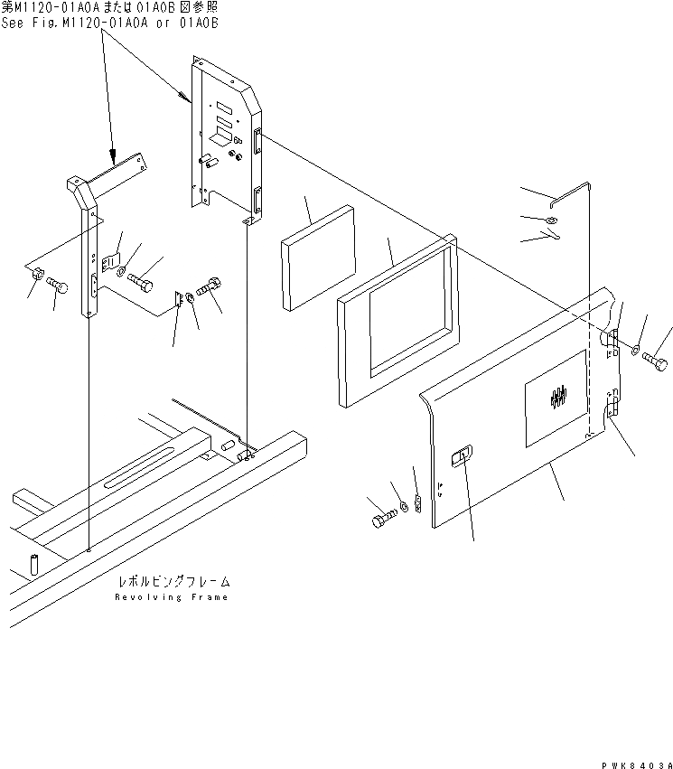 Схема запчастей Komatsu PC180LC-6K - ЛЕВ. ДВЕРЬ (КАБИНА)(№K-) ЧАСТИ КОРПУСА