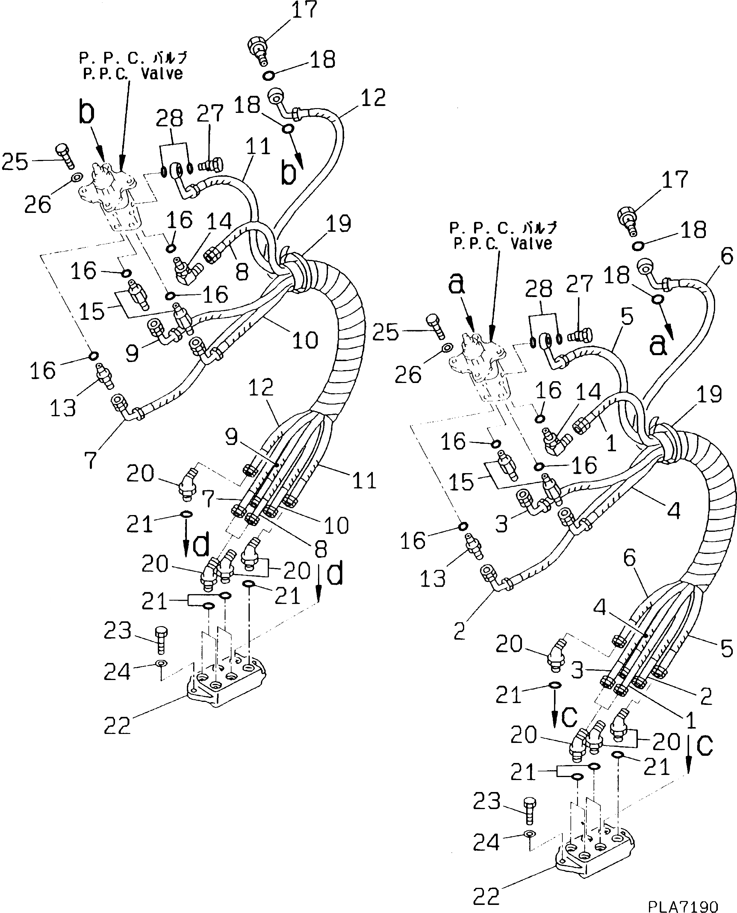 Схема запчастей Komatsu PC180LC-5K - ГИДРОЛИНИЯ (P.P.C. КЛАПАН TO/FROM БЛОК)(№K9-) СИСТЕМА УПРАВЛЕНИЯ И ОСНОВНАЯ РАМА