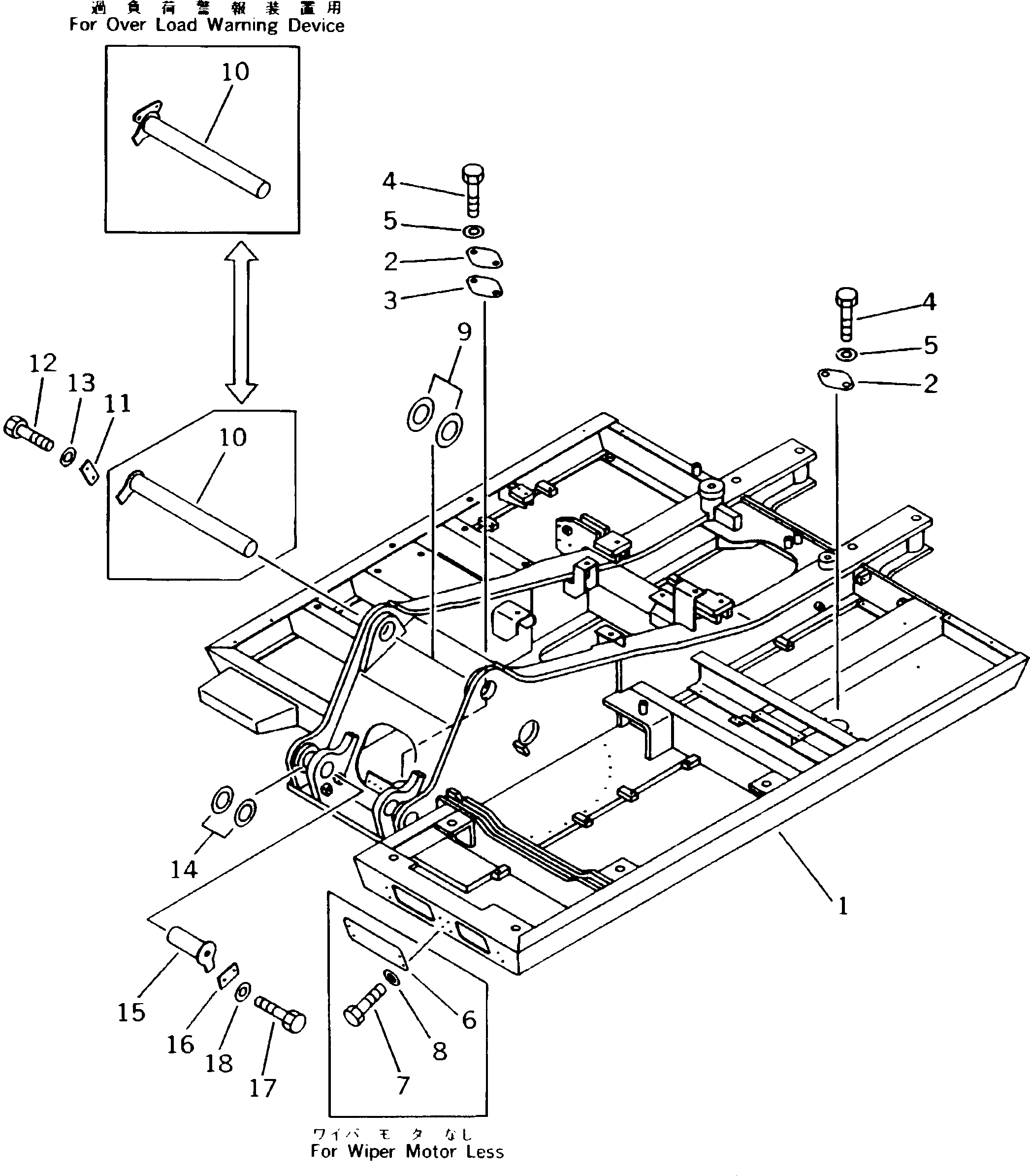 Схема запчастей Komatsu PC180LC-5K - ОСНОВНАЯ РАМА (С ДВОРНИКИ МОТОР) СИСТЕМА УПРАВЛЕНИЯ И ОСНОВНАЯ РАМА