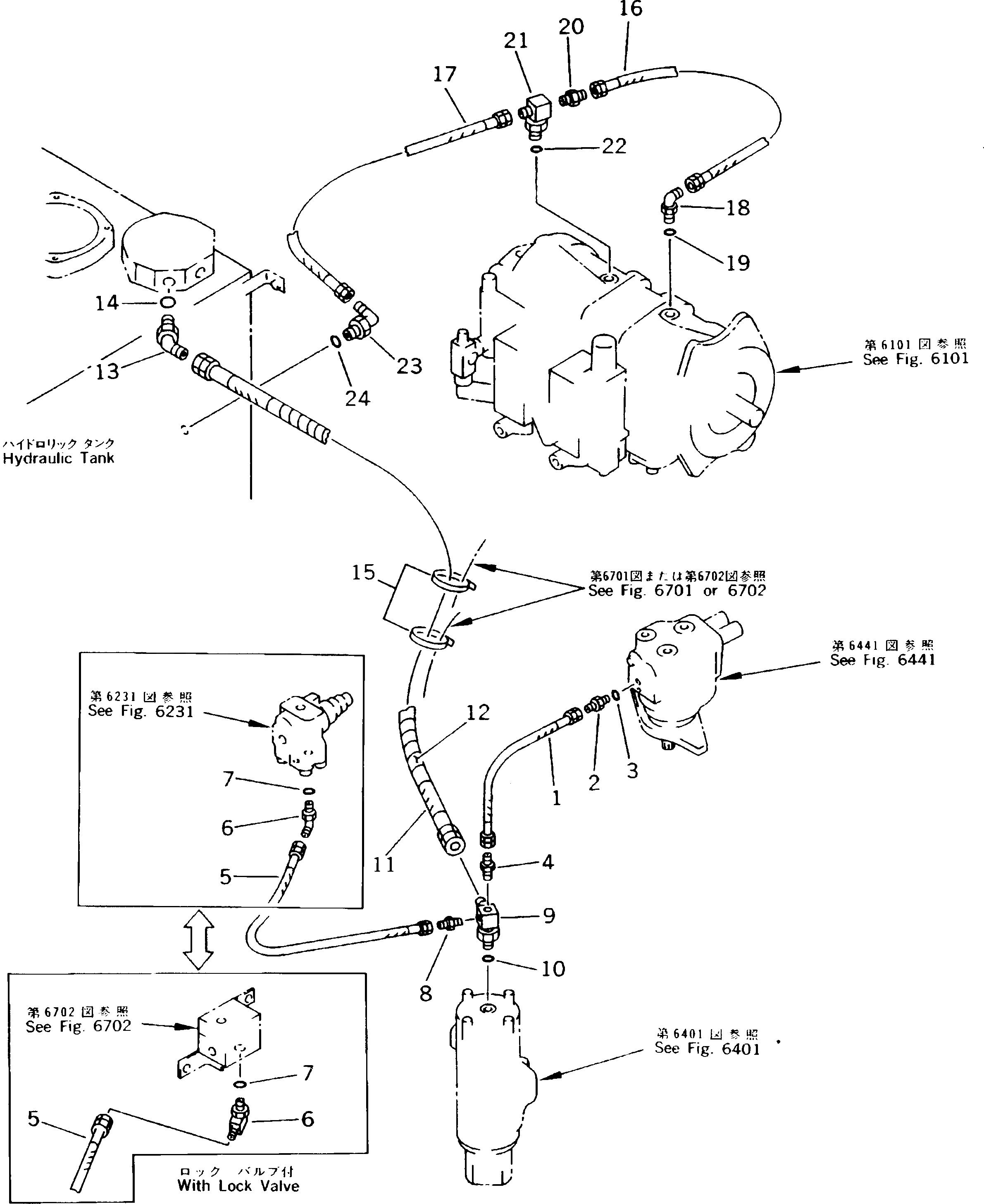 Схема запчастей Komatsu PC180LC-5K - ГИДРОЛИНИЯ (ВОЗВРАТН. ЛИНИЯ) УПРАВЛ-Е РАБОЧИМ ОБОРУДОВАНИЕМ