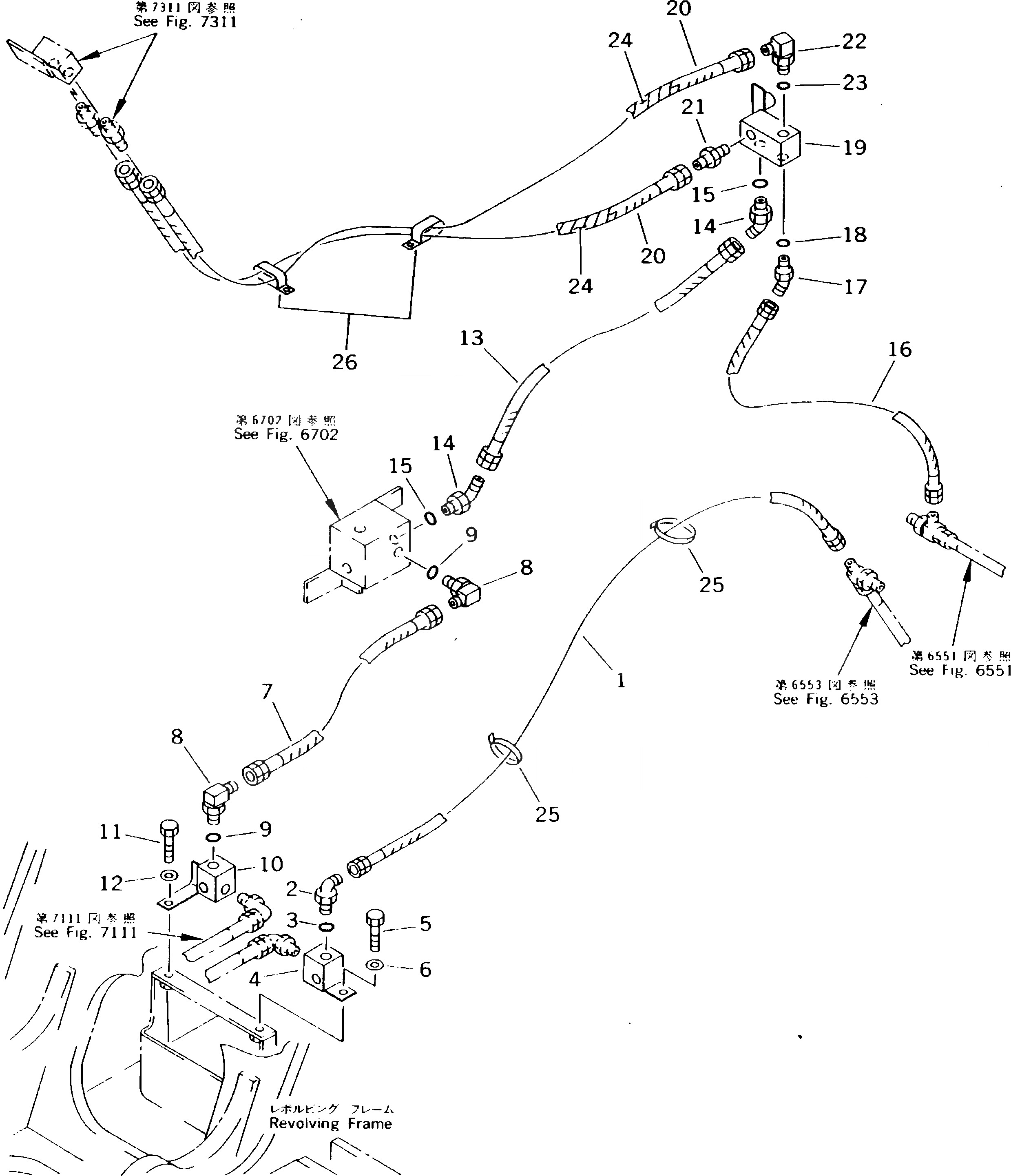 Схема запчастей Komatsu PC180LC-5K - ГИДРОЛИНИЯ (СТРЕЛА И ЦИЛИНДР РУКОЯТИЛИНИЯ СТОПОРН. КЛАПАНА)     (ШАССИ)(№K-K9) УПРАВЛ-Е РАБОЧИМ ОБОРУДОВАНИЕМ