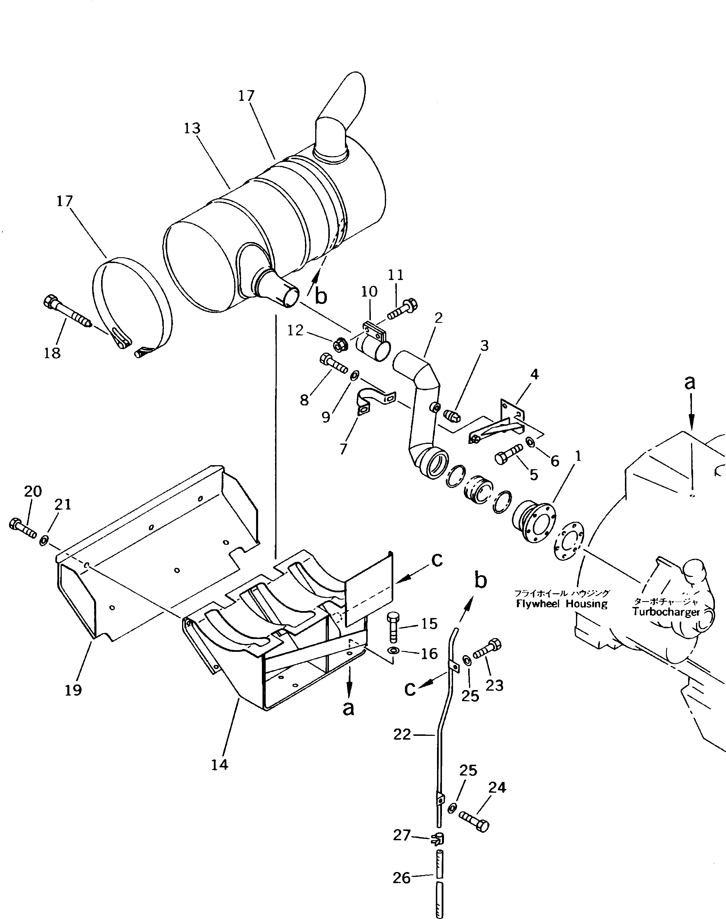 Схема запчастей Komatsu PC180LLC-5K - ГЛУШИТЕЛЬ И ТРУБЫ(№K-K9) КОМПОНЕНТЫ ДВИГАТЕЛЯ И ЭЛЕКТРИКА