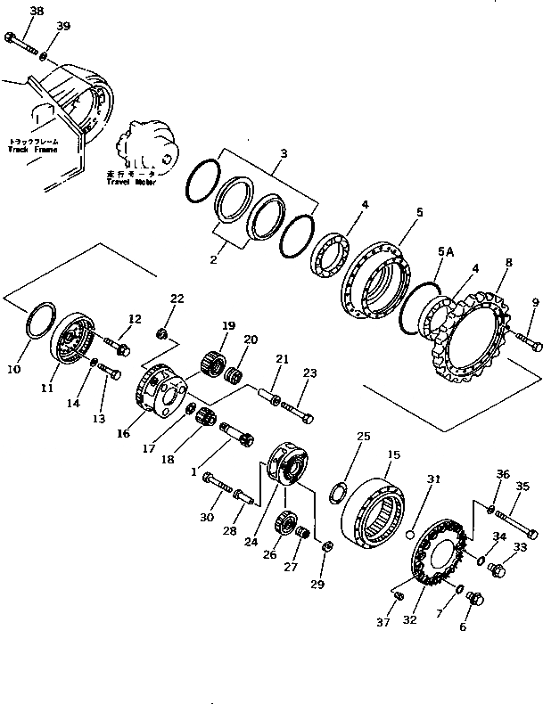 Схема запчастей Komatsu PC180LLC-5K - КОНЕЧНАЯ ПЕРЕДАЧА И ЗВЕЗДОЧКА ХОД И ХОДОВАЯ