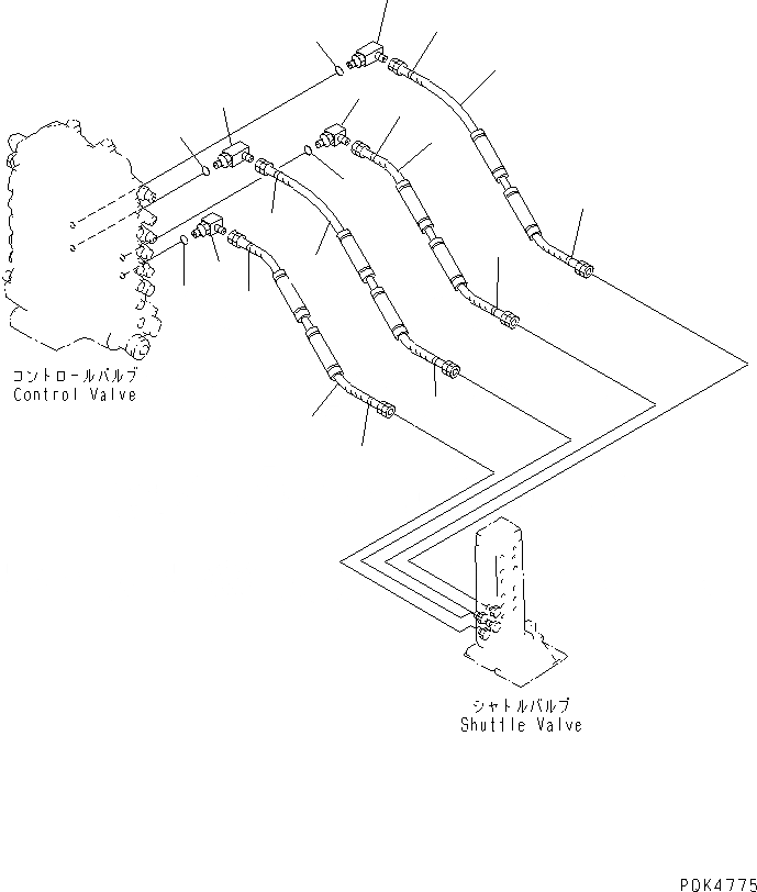 Схема запчастей Komatsu PC180NLC-6K - РАСПРЕДЕЛИТ. КЛАПАН ЛИНИЯ (ХОД ТРУБЫ) ГИДРАВЛИКА