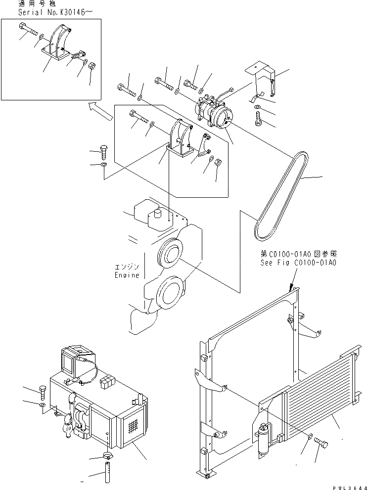 Схема запчастей Komatsu PC180NLC-6K - КОНДИЦ. ВОЗДУХА (БЛОК)(№K-K9) КАБИНА ОПЕРАТОРА И СИСТЕМА УПРАВЛЕНИЯ