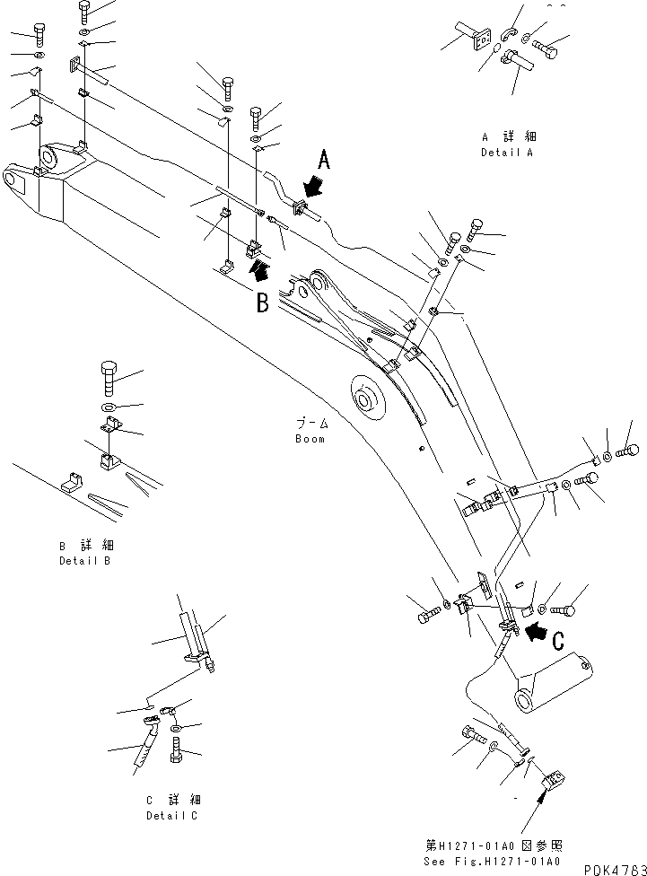 Схема запчастей Komatsu PC180NLC-6K - СТРЕЛА (ДОПОЛН. ГИДРОЛИНИЯ) (ДЛЯ МОЛОТА)(№K-K) РАБОЧЕЕ ОБОРУДОВАНИЕ