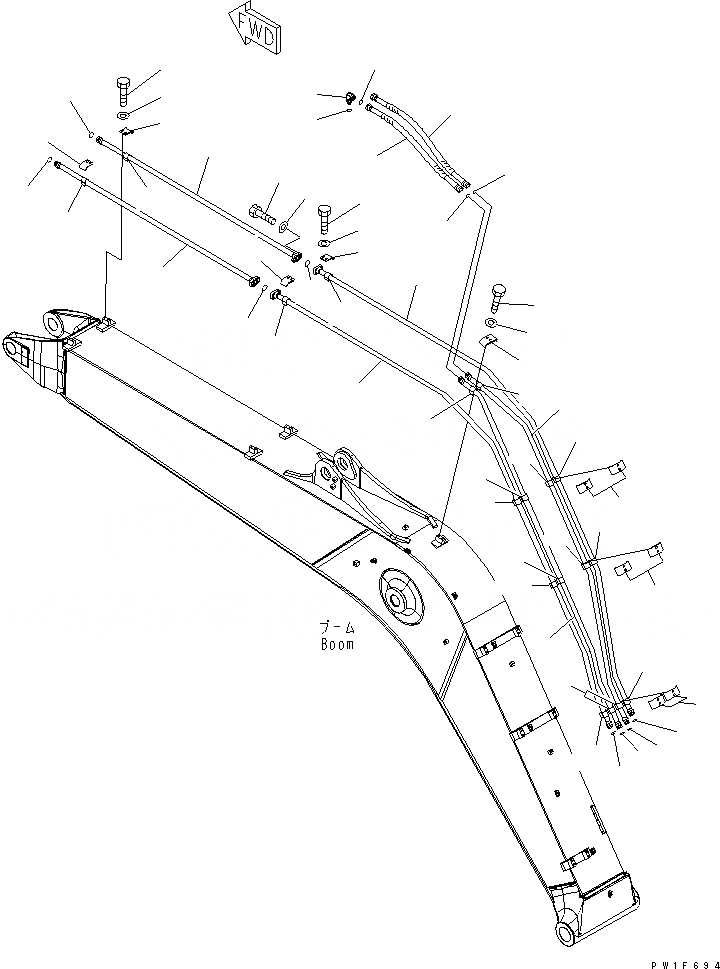 Схема запчастей Komatsu PC180NLC-7K - СТРЕЛА (ЦИЛИНДР РУКОЯТИ И ЦИЛИНДР КОВША) РАБОЧЕЕ ОБОРУДОВАНИЕ