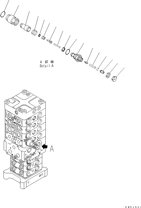 Схема запчастей Komatsu PC180NLC-7K - ОСНОВН. КЛАПАН (7-КЛАПАН) (/9) ОСНОВН. КОМПОНЕНТЫ И РЕМКОМПЛЕКТЫ