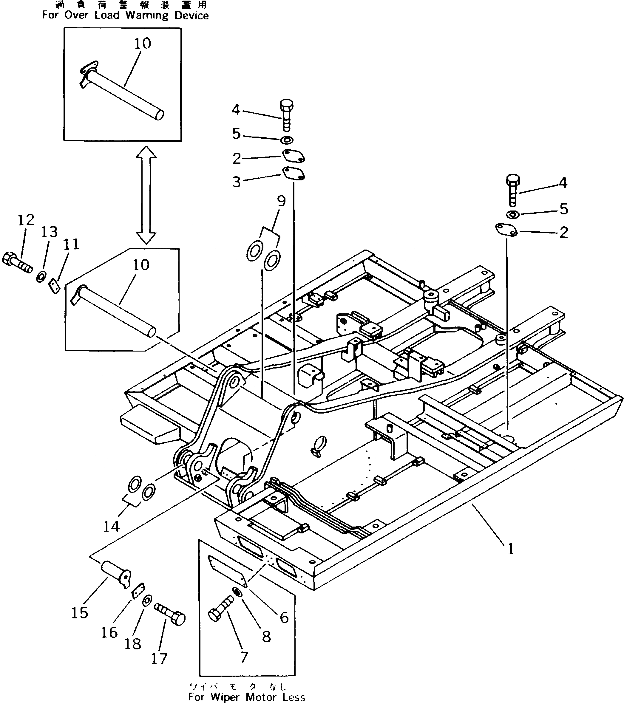 Схема запчастей Komatsu PC180NLC-5K - ОСНОВНАЯ РАМА (С ДВОРНИКИ МОТОР) СИСТЕМА УПРАВЛЕНИЯ И ОСНОВНАЯ РАМА