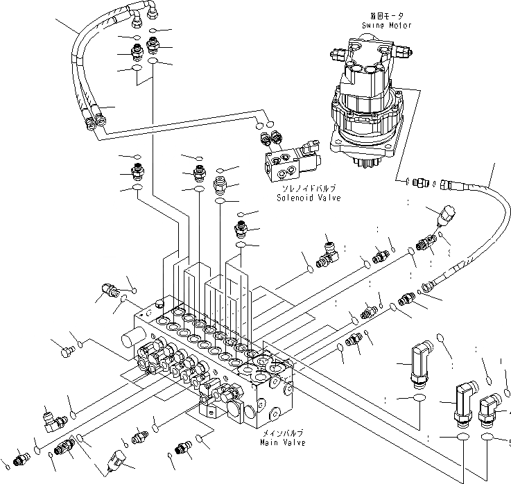 Схема запчастей Komatsu PC18MR-2 - ОСНОВН. КЛАПАН (СОЕДИНИТЕЛЬН. ЧАСТИ) (С СИГНАЛ ХОДА) (КРОМЕ ЯПОН.) ГИДРАВЛИКА