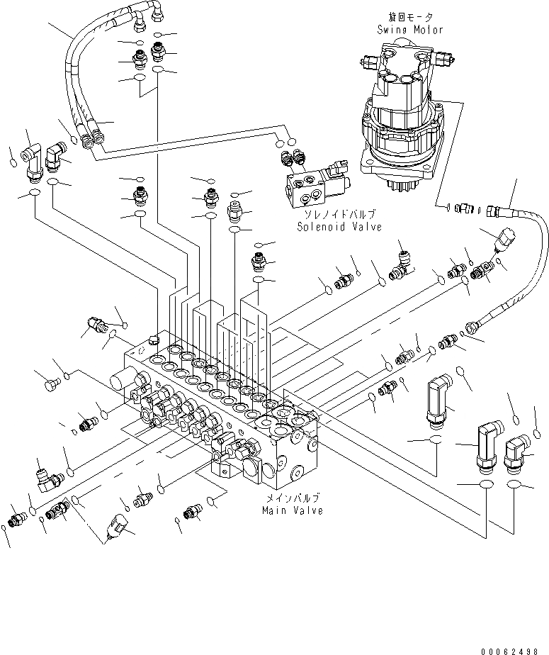 Схема запчастей Komatsu PC18MR-2 - ОСНОВН. КЛАПАН (СОЕДИНИТЕЛЬН. ЧАСТИ) ( НАВЕСН.ОБОРУД) (С СИГНАЛ ХОДА) (КРОМЕ ЯПОН.) ГИДРАВЛИКА