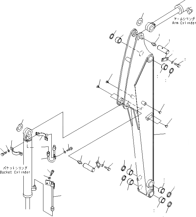Схема запчастей Komatsu PC18MR-2 - УДЛИНН. РУКОЯТЬ (КРОМЕ ЯПОН.) РАБОЧЕЕ ОБОРУДОВАНИЕ