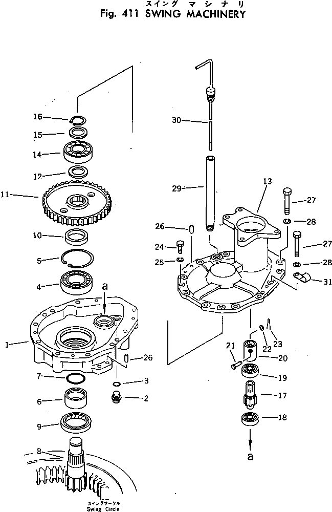 Схема запчастей Komatsu PC20-3 - МЕХАНИЗМ ПОВОРОТА ПОВОРОТН. СИСТЕМА