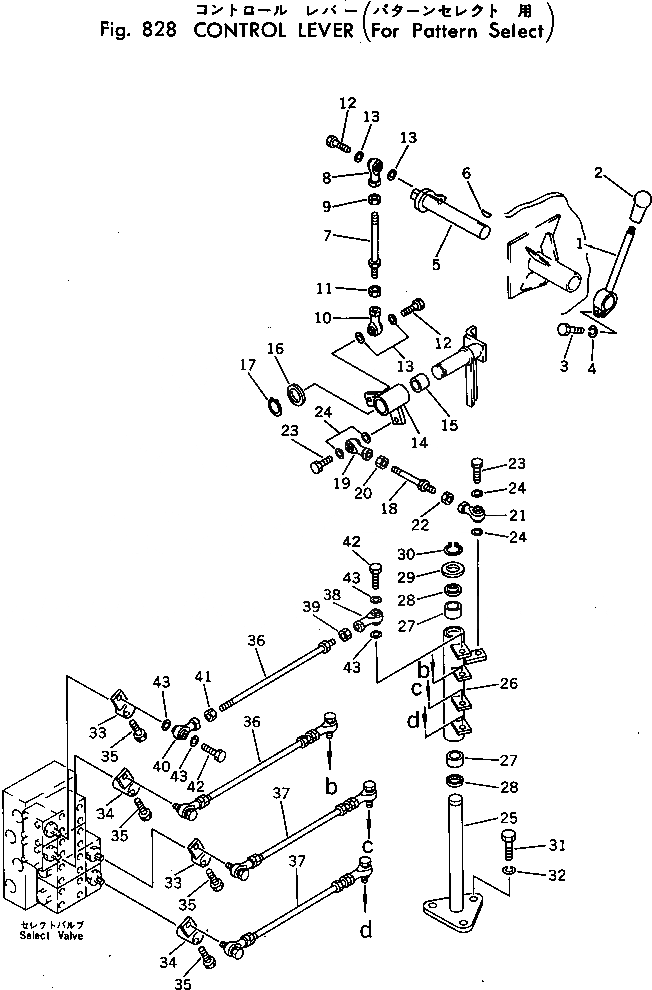 Схема запчастей Komatsu PC20-3 - РЫЧАГ УПРАВЛ-Я (ДЛЯ PATTERN SELECT) ОПЦИОННЫЕ КОМПОНЕНТЫ