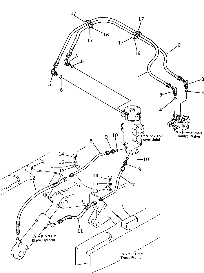Схема запчастей Komatsu PC20-5 - ГИДРОЛИНИЯ (КЛАПАН TO/FROM ЦИЛИНДР ОТВАЛА) УПРАВЛ-Е РАБОЧИМ ОБОРУДОВАНИЕМ