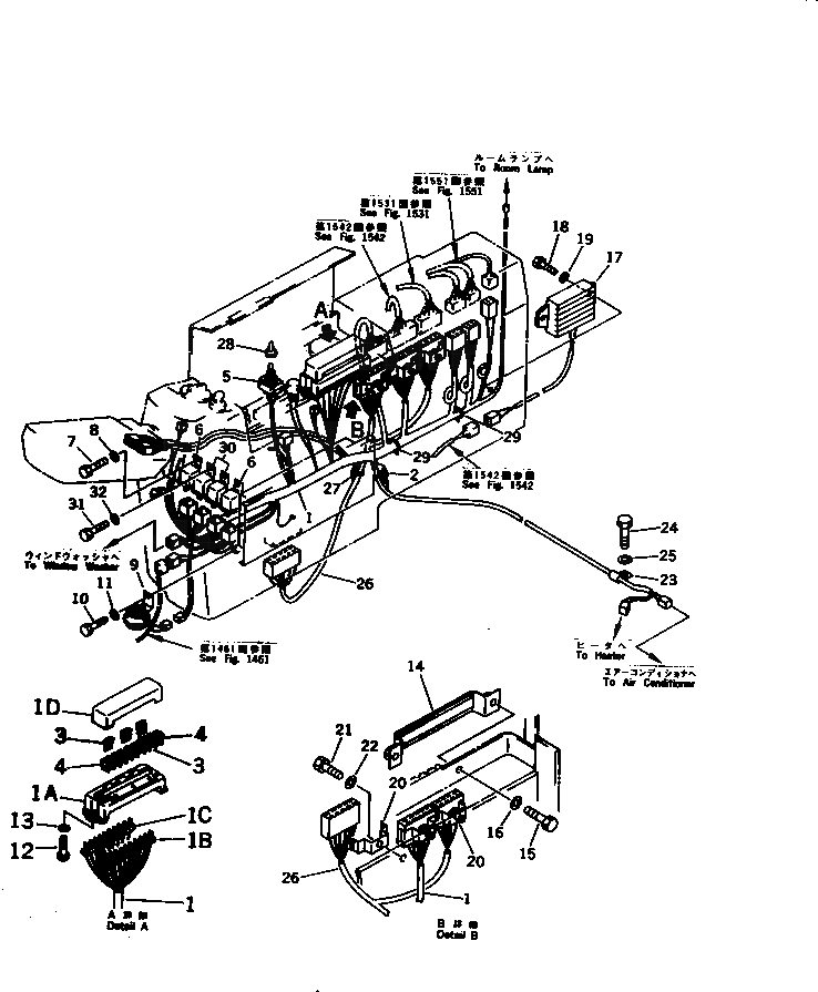 Схема запчастей Komatsu PC200-5C - ЭЛЕКТРОПРОВОДКА В КАБИНЕ (ДЛЯ ПАНЕЛЬ СТОЙКА) (ДЛЯ УДЛИНН. РЫЧАГ УПРАВЛ-Е)(№-8) КОМПОНЕНТЫ ДВИГАТЕЛЯ И ЭЛЕКТРИКА
