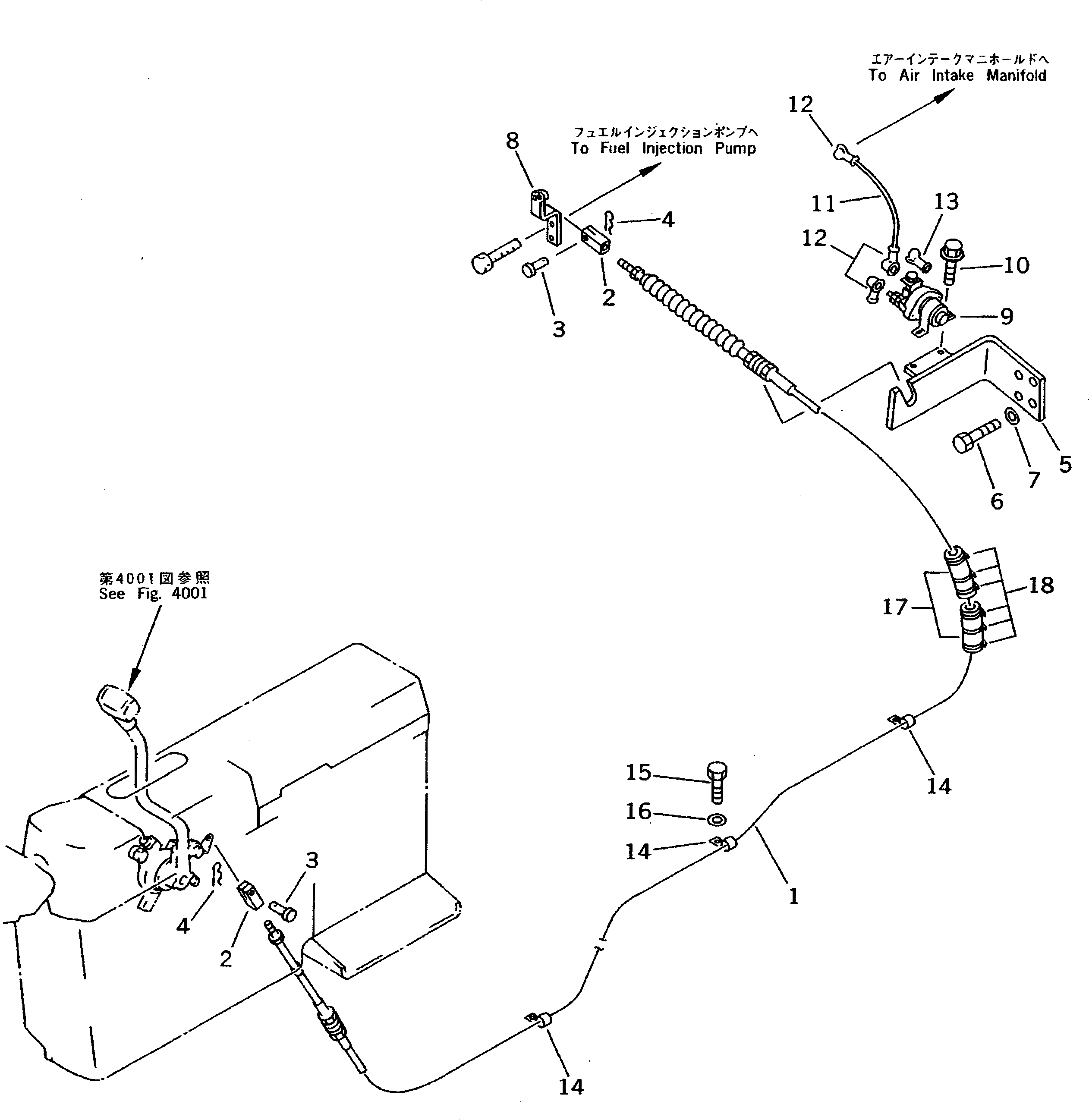 Схема запчастей Komatsu PC200-5C - МЕХАНИЗМ УПРАВЛ-Я ПОДАЧЕЙ ТОПЛИВА(№9-) СИСТЕМА УПРАВЛЕНИЯ И ОСНОВНАЯ РАМА