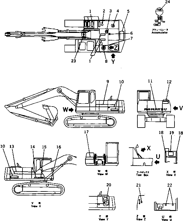Схема запчастей Komatsu PC200-5C - МАРКИРОВКА (ШАССИ) (ИРАН) МАРКИРОВКА¤ ИНСТРУМЕНТ И РЕМКОМПЛЕКТЫ