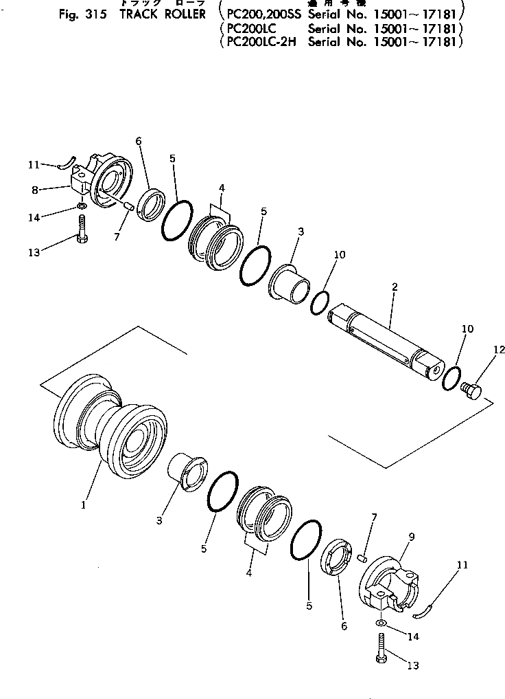 Схема запчастей Komatsu PC200-2 - ОПОРНЫЙ КАТОК(№-78) ХОДОВАЯ