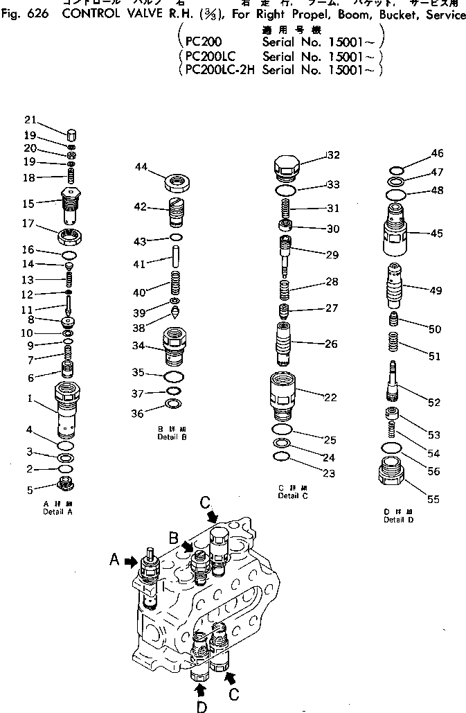 Схема запчастей Komatsu PC200-2 - УПРАВЛЯЮЩ. КЛАПАН ПРАВ.(/)(ДЛЯ R.T.¤СТРЕЛА¤КОВШ¤SERVICE)(PC)(№-777) УПРАВЛ-Е РАБОЧИМ ОБОРУДОВАНИЕМ
