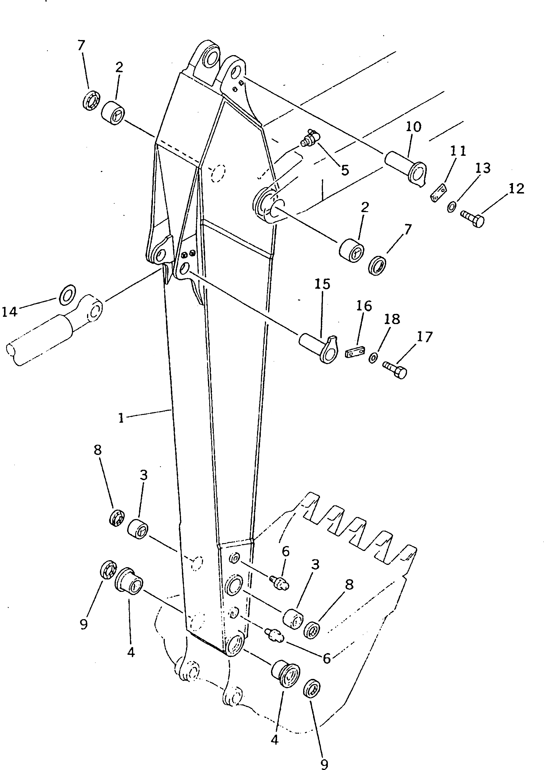 Схема запчастей Komatsu PC200-3 - РУКОЯТЬ РАБОЧЕЕ ОБОРУДОВАНИЕ