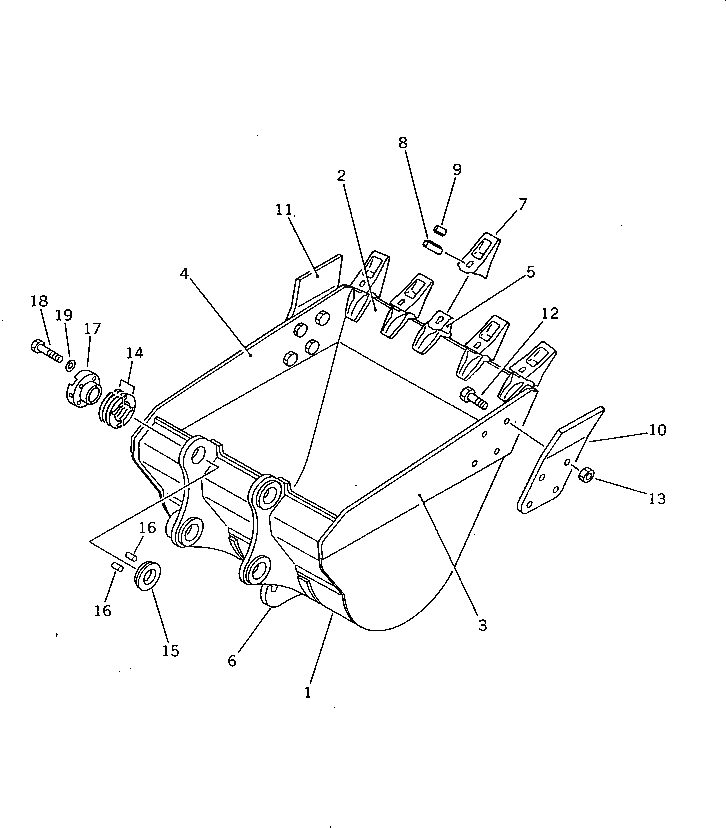 Схема запчастей Komatsu PC200-3 - КОВШ¤ .7M¤ ШИР. MM¤ С КРЮК (КРОМЕ ЯПОН.)(№-) РАБОЧЕЕ ОБОРУДОВАНИЕ