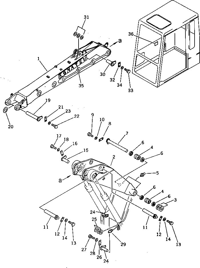 Схема запчастей Komatsu PC200-3 - TWO ЧАСТИ СТРЕЛА (/) РАБОЧЕЕ ОБОРУДОВАНИЕ