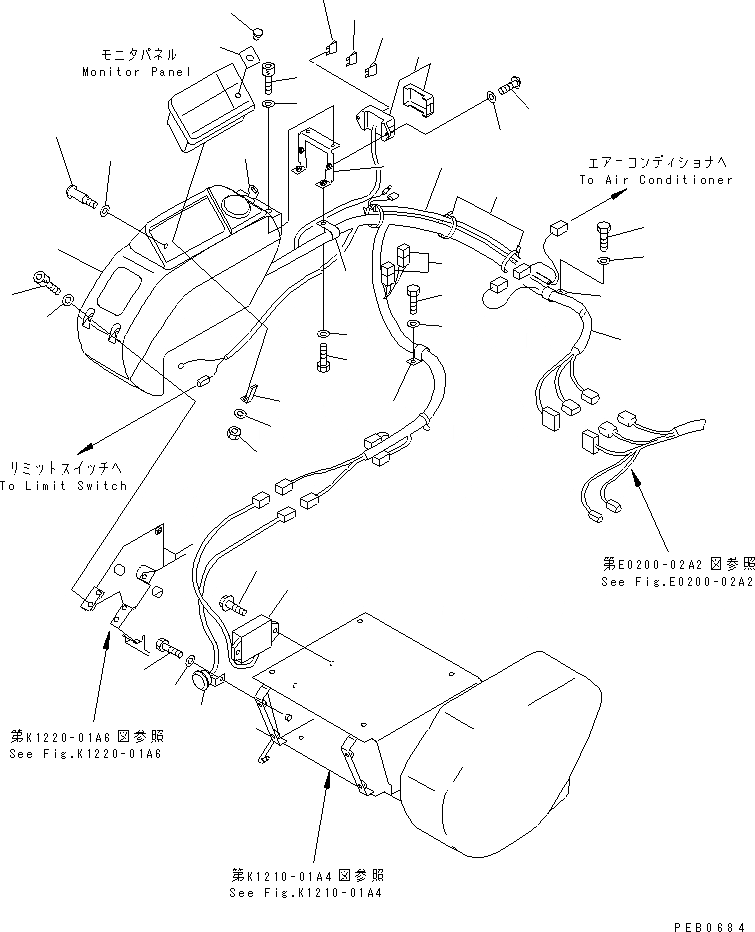 Схема запчастей Komatsu PC200-6Z - ПРАВ. СТОЙКА (ПАНЕЛЬ И ПРОВОДКА) (С КОНДИЦИОНЕРОМ)(№9999-9) КАБИНА ОПЕРАТОРА И СИСТЕМА УПРАВЛЕНИЯ