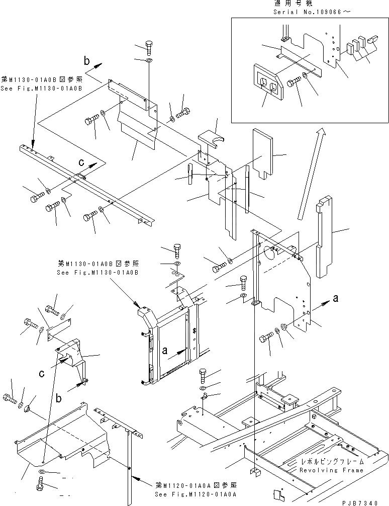 Схема запчастей Komatsu PC200-6Z - ПЕРЕГОРОДКА. (КАБИНА) (МОРОЗОУСТОЙЧИВ. СПЕЦИФ-Я)(№9-) ЧАСТИ КОРПУСА