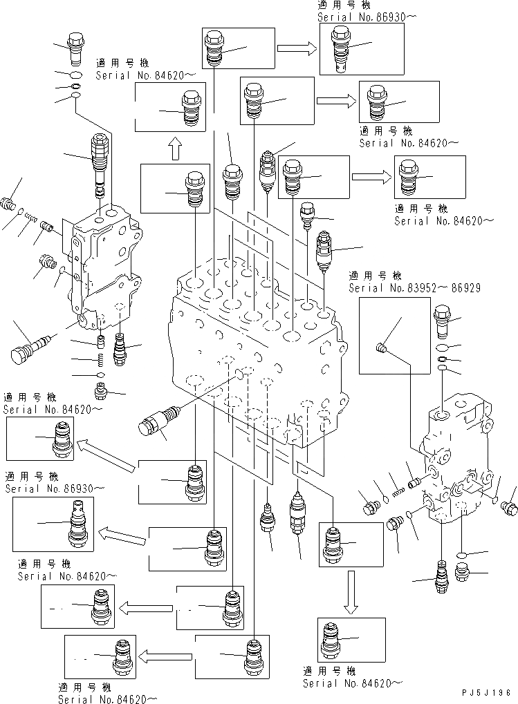Схема запчастей Komatsu PC200-6Z - ОСНОВН. КЛАПАН (/9)(№89-9998) ОСНОВН. КОМПОНЕНТЫ И РЕМКОМПЛЕКТЫ