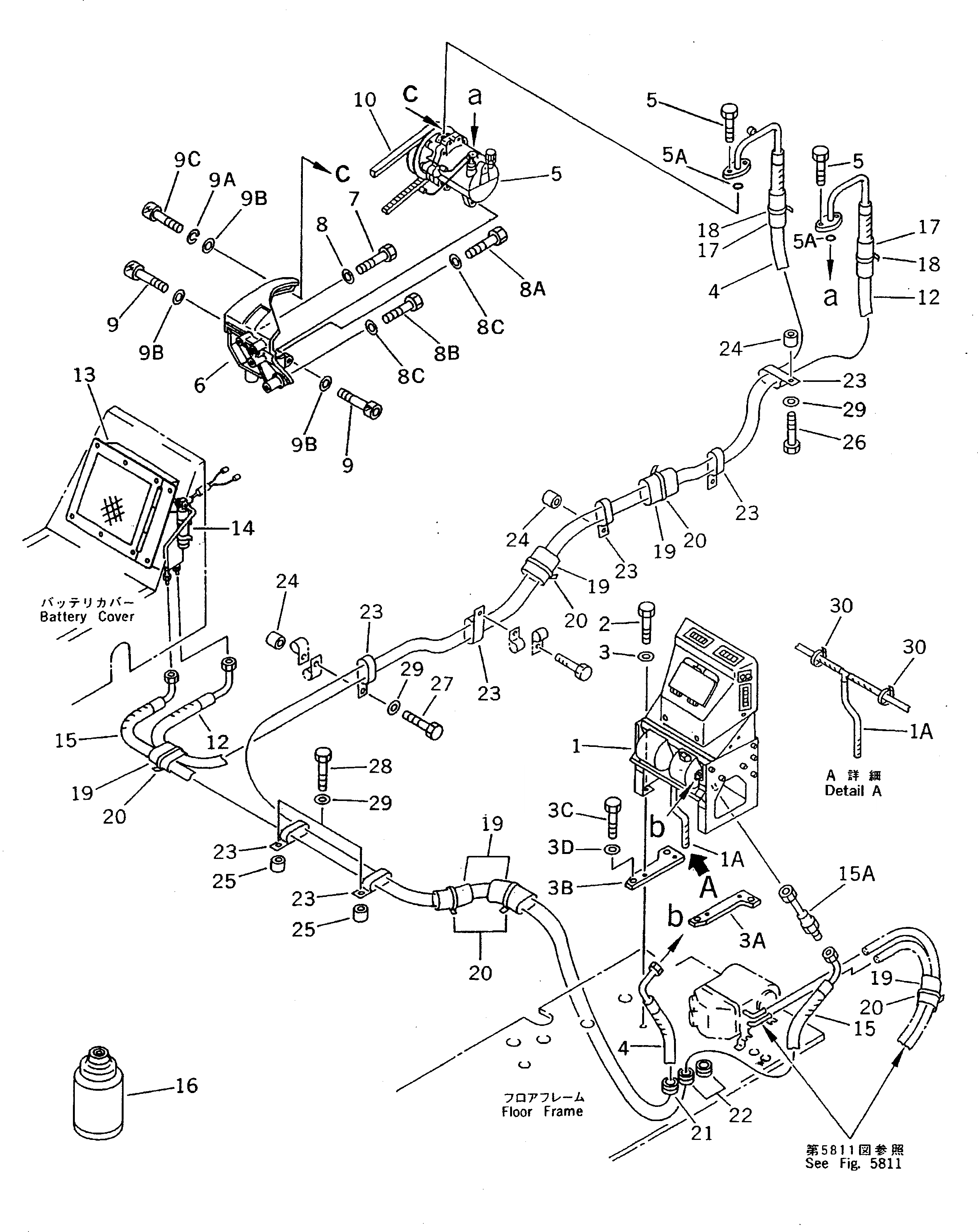 Схема запчастей Komatsu PC200-5X - CAR ЛИНИЯ ОХЛАЖДЕНИЯ(№9-) ЧАСТИ КОРПУСА