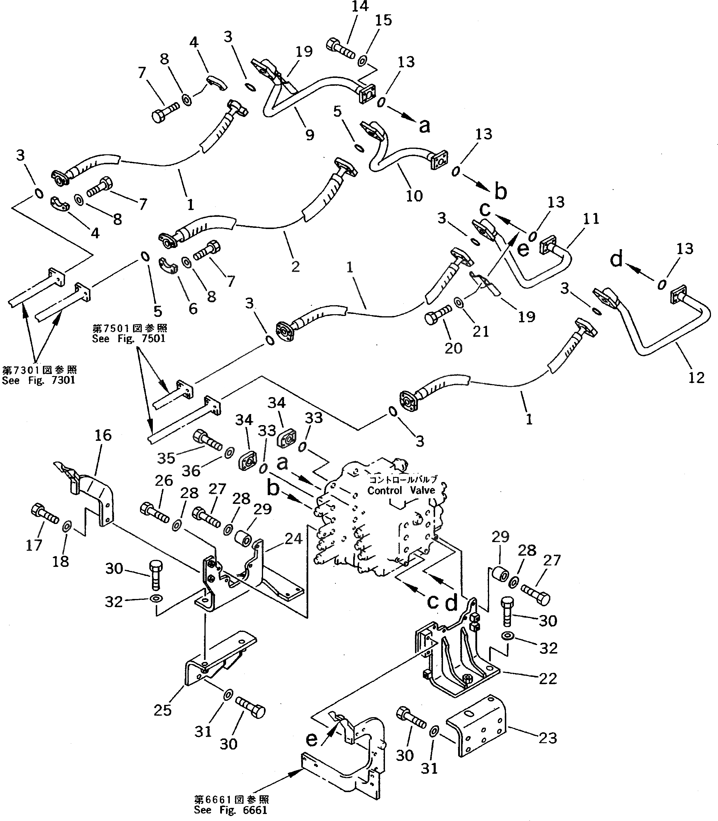 Схема запчастей Komatsu PC200-5X - РУКОЯТЬ И ЦИЛИНДР КОВША ТРУБЫ (ШАССИ) УПРАВЛ-Е РАБОЧИМ ОБОРУДОВАНИЕМ